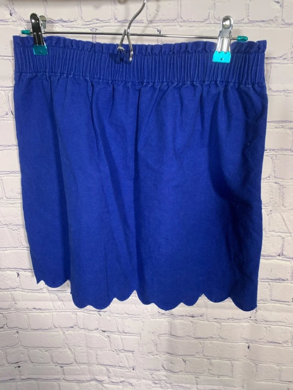 J.Crew Womens Linen Blend Scalloped Sidewalk Skirt Blue Size 8 Preppy Business